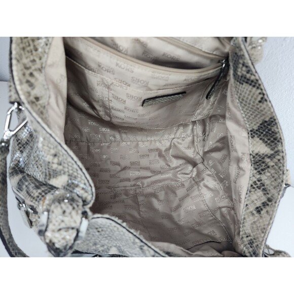 Michael Kors Jenna Tan Python Snakeskin Embossed Large Tote Shoulder Bag Purse - Picture 13 of 16